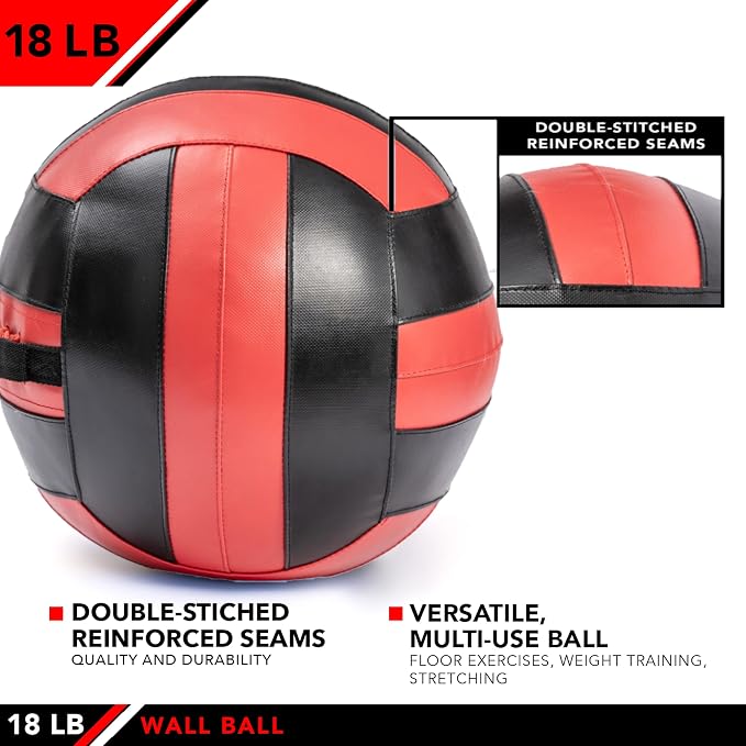 JFit Wall Ball – Premium Soft Weighted Exercise Ball for Strength, Conditioning, Gym & Home Workouts, 4-30 LB