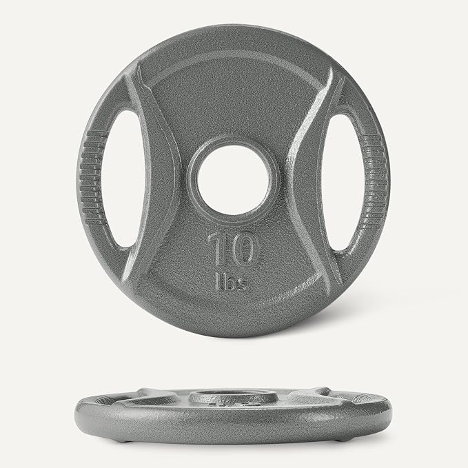 Amazon Basics 2-Inch Olympic Grip Weight Plates, Cast Iron, for Powerlifting, CrossFit & Strength Training