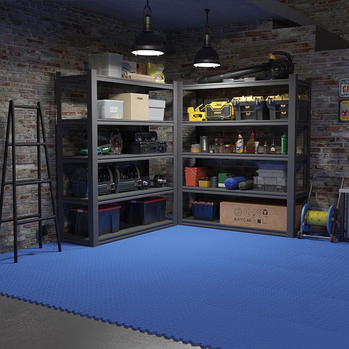 24 Pack 96 sqft Home Gym Mat, Puzzle Exercise Mat, EVA Interlocking Foam Floor Tiles for Home Workout Equipment and Kids' Play Areas - Blue, 24 in x 24 in x ½ in - 24 Tiles (Blue, 24 Pack 96 sq ft)