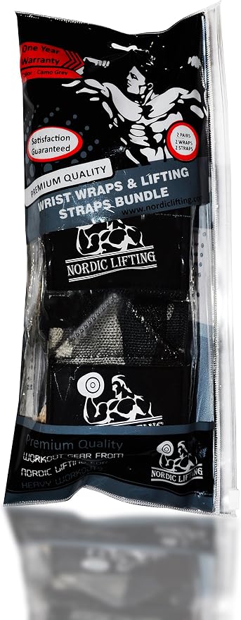 Wrist Wraps + Lifting Straps Bundle (2 Pairs) for Weightlifting, Cross Training, Workout, Gym, Powerlifting, Bodybuilding - Support for Men/Women, Avoid Injury During Weight Lifting