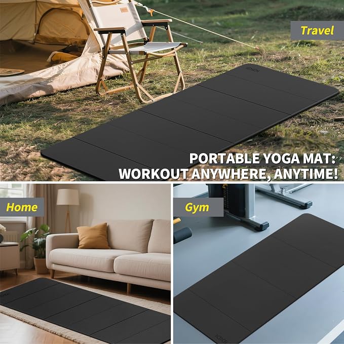 Foldable Yoga Mat Extra Large 74"×31.5" | Double-Sided Non-Slip,Extra Wide Foldable Design,8mm Extra Thick,Exercise Mat for Home, Studio and Travel Use