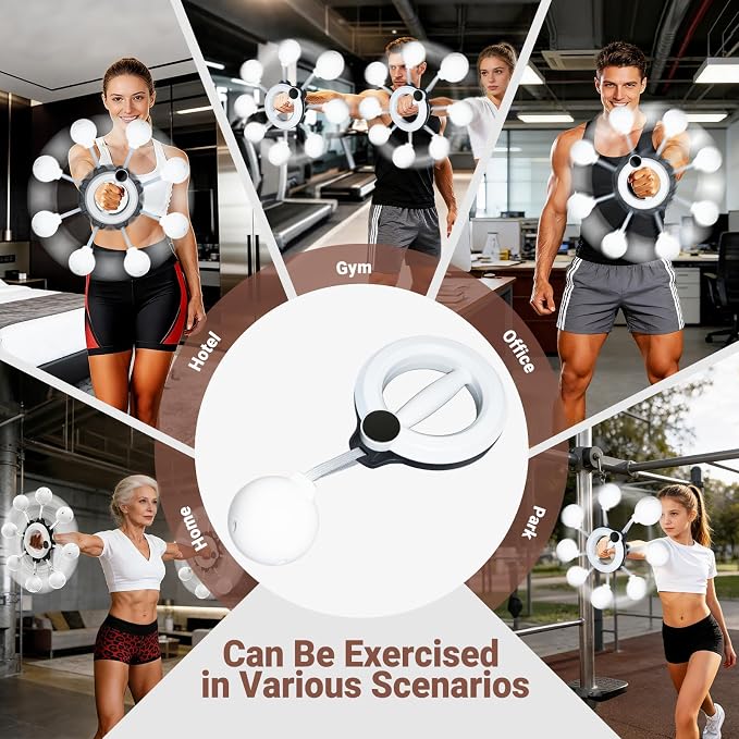 Arm Workout Equipment, 360° Shoulder Reliever Ball Swing, Upper Body Workout Equipment Rotating Ropeless Battle Rope Arm Trainer for Forearm, Chest, Shoulder & Wrist Strength for Men & Women - White