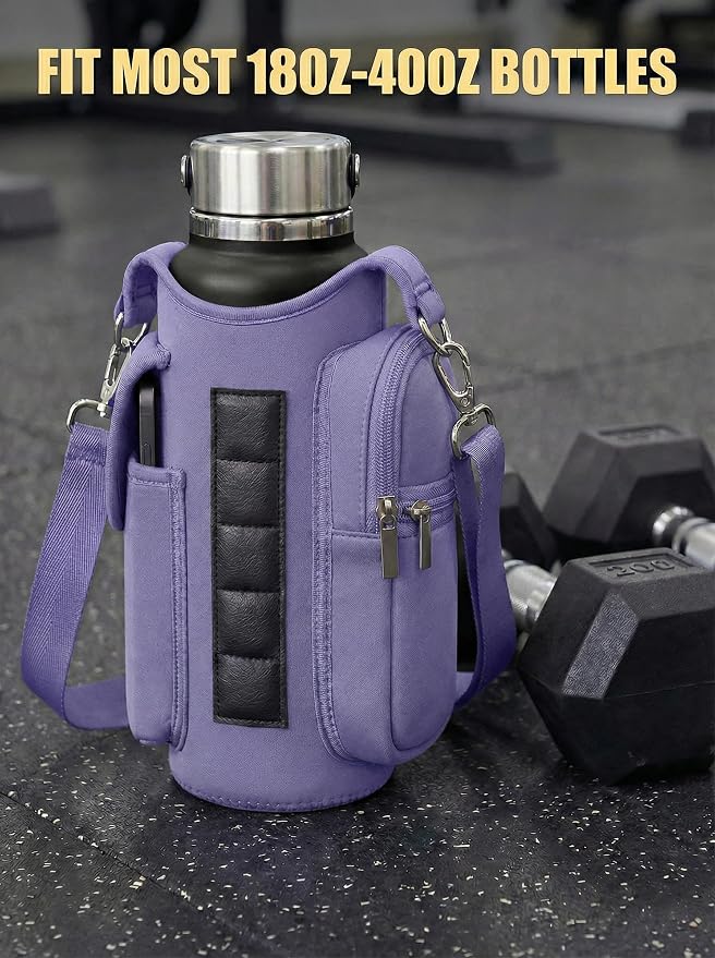 Magnetic Gym Bag,Magnets Gym Water Bottle Bag Carrier Holder with Pockets & Strap Fit for 18 to 40 oz Owala Hydro Flask Yeti, Gym Accessories for Men Women,Walking, Hiking