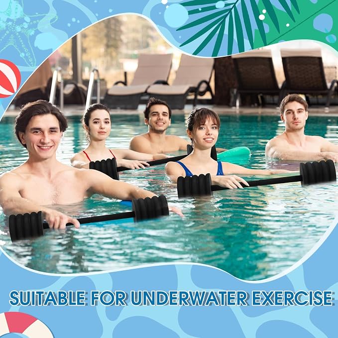 Soulchen Long Aquatic Exercise Dumbbells Pool Exercise Foam Water Weights Dumbbell Aquatic Pool Barbells with High Density EVA Foam for Swim Water Aerobics Workouts Loss