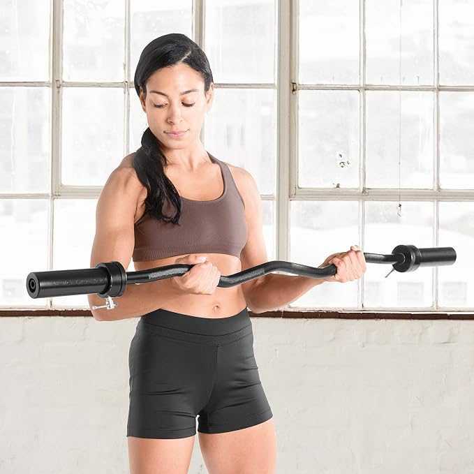 CAP 47" Olympic EZ Curl Bar | Heavy Duty Solid Steel, 200 lb Capacity