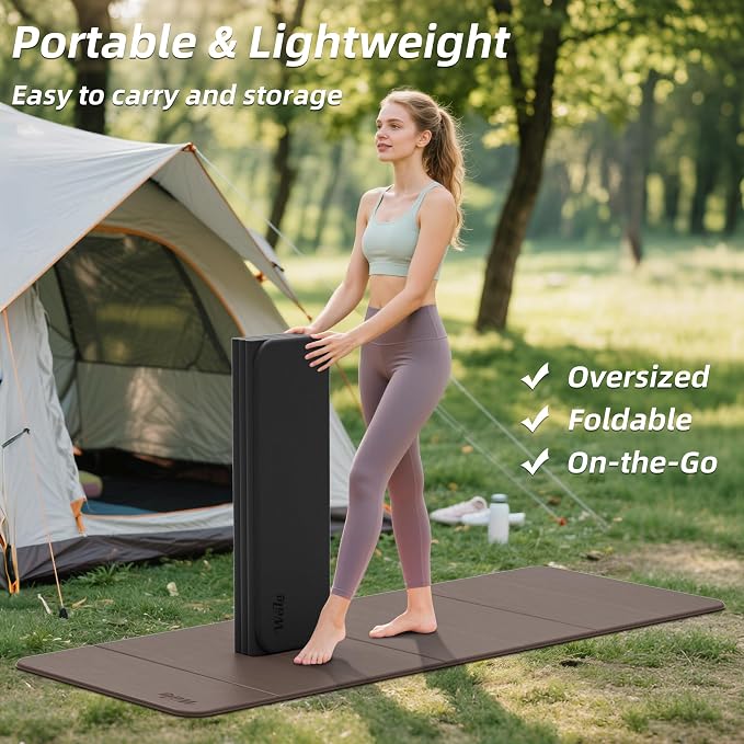 Foldable Yoga Excercise Mat 71"L x 24"W, Odourless Light Weight POE Mat For Home Fitness and Gym Workouts, 1/4 inch Non-slip design for All Types of Yoga Pilates