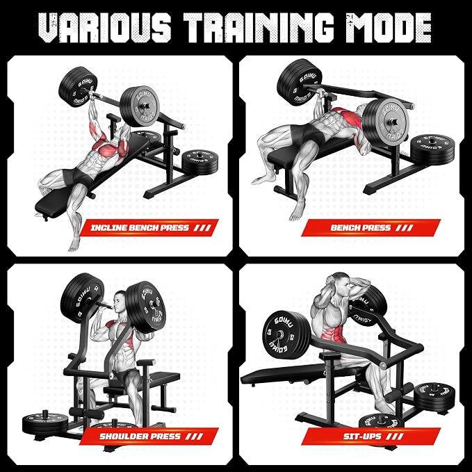 Chest Press Machine, GOIMU Z1-PRO Weight Bench Press Machine with Independent Arms, Adjustable Flat Incline Bench Press for Chest, AB Workout Home Gym Equipment