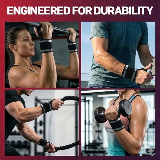 Dr. Arthritis Weight Lifting Wrist Wraps with Thumb Loop, Heavy-Duty Wrist Straps for Weightlifting, Hybrid Training, Olympic Lifts & Calisthenics, Non-Slip Gym Wraps for Men & Women (Grey & White, Pair)