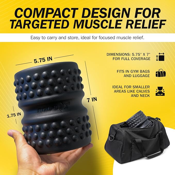 Rolflex SpineAline Back Roller – Muscle Rollers Deep Tissue Spine Alignment Tool – Ergonomic Spine, Neck and Back Massage Rollers – Durable & Portable Massage Roller – Supports Up to 300 lbs – Black