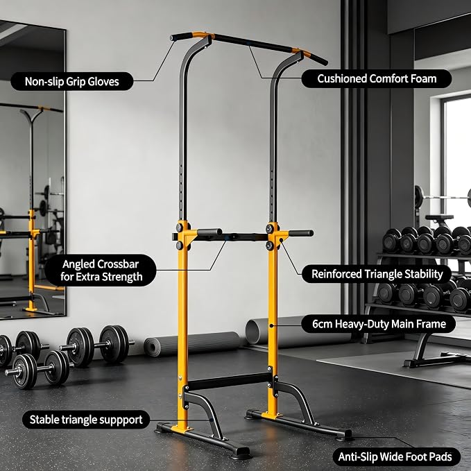 Pull Up Bar for Home Gym, Heavy Duty Dip Station with 330LBS Capacity, Multi-Function Pull Up & Dip Stand for Strength Training, Chin Ups Push Ups, 1.2mm Steel Tube
