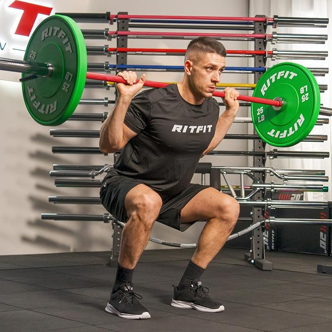 RitFit Elite 7ft Olympic Barbell, Robust 45lb Barbell for Weightlifting and Powerlifting, Superior Olympic Bar with Exceptional 500lbs Load Capacity, Weight Bar for 2” Standard Plates