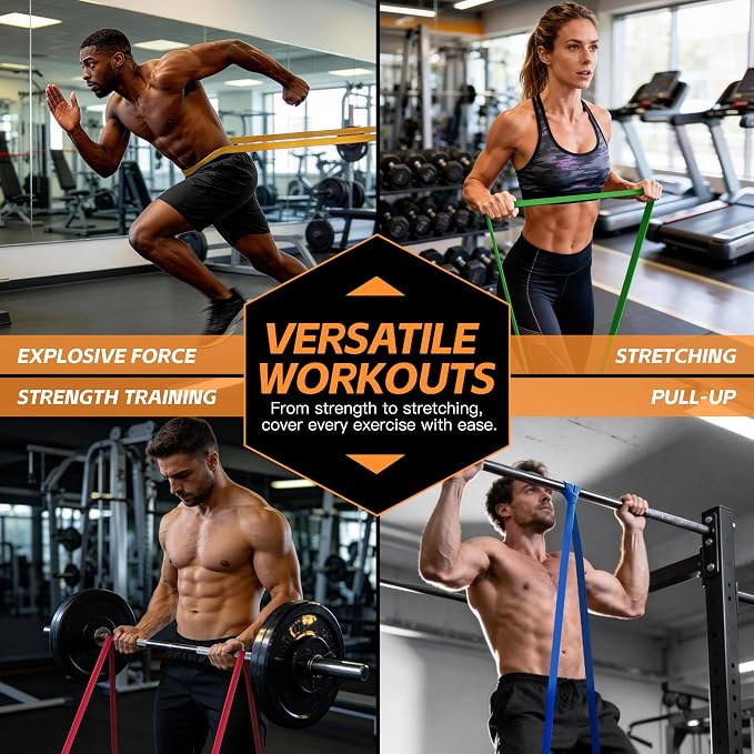 Pull Up Bands, Resistance Bands Set, Exercise Workout Bands for Men & Women, Ideal for Body Stretching, Physical Therapy and Muscle Training