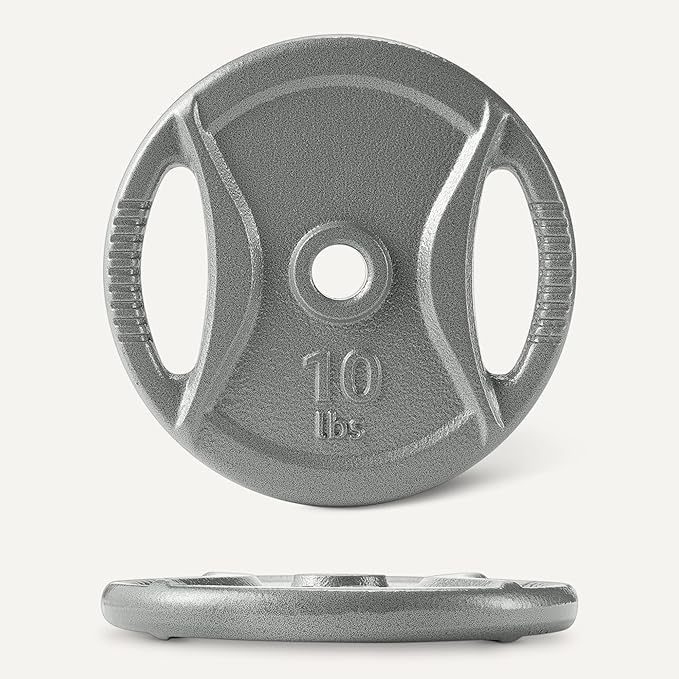 Amazon Basics 1-Inch Grip Weight Plates, Cast Iron, Strength Training, Home Gym
