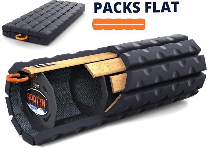 Brazyn Morph Foam Roller: Collapsible Travel Foam Roller for Back Pain Relief, Workout Muscle Recovery, Back Massager, Deep Tissue Leg Massage, Back Cracker (Midnight, Traditional)