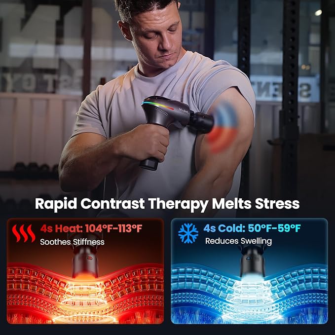 BOB AND BRAD A2 Pro Massage Gun with Heat and Cold, Pressure Sensor | FSA Eligible Deep Tissue Percussion Muscle Massager, 10.5mm Amplitude, 4000mAh USB-C, Gifts for Men Women Athletes HSA
