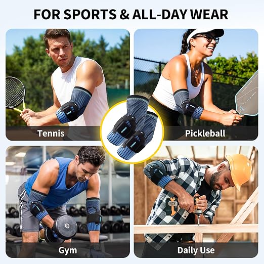CAMBIVO 2 Pack Tennis Elbow Brace, Dual Gel Pad Compression Sleeve, Black | Adjustable Strap, Targeted Relief for Tendonitis, Golfer‘s Elbow, Breathable Knit, Daily Wear, Non-Slip Fit, for Men Women