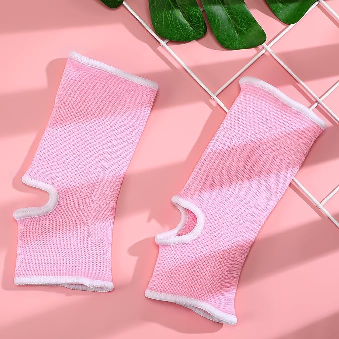 Haysandy 4 Pieces/ 2 Pair Kids Ankle Support Brace Elastic Kids Compression Socks Knitted Ankle Sleeve for Jogging Running Fitness (Pink,5-10 Years)