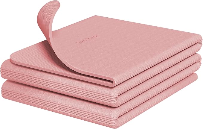 Readaeer Foldable Yoga Mat for Travel Folding Yoga Mat 6mm Thick with Carrying Bag, Non-Slip TPE Exercise Pilates Mat for 72" L x 24" W x 0.24 Inch | TPE Exercise Mat With Carrying Bag for Home Workout, Yoga, Pilates, Stretching