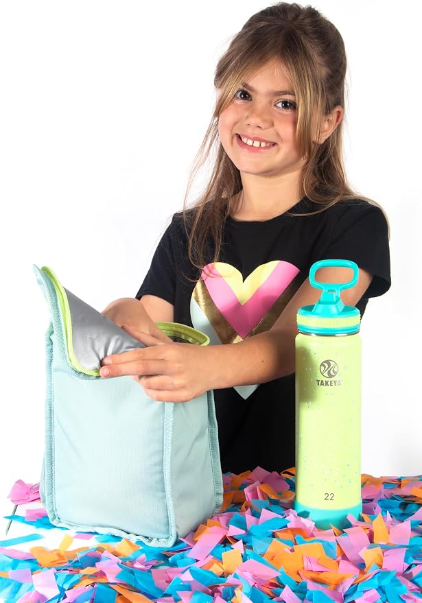 Takeya 22 oz Actives Stainless Steel Water Bottle with Straw Lid – Leakproof, Double-Wall Insulated, Keeps Drinks Cold 24 hrs/Hot 12 hrs, BPA-Free, Powder-Coated, Gym & Travel, Confetti Green Grass