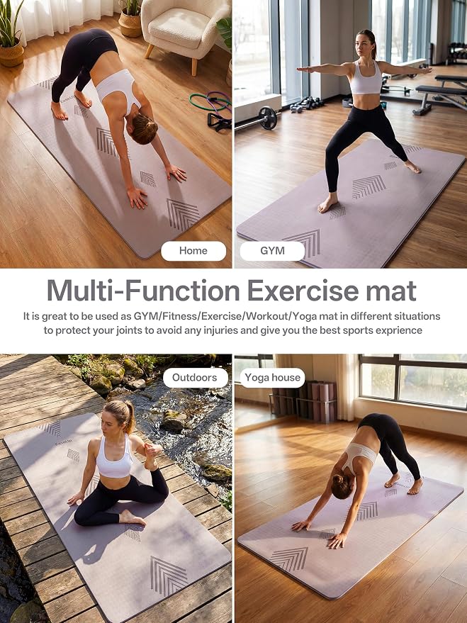 EaseUp Large Yoga Mat 73x35.5x0.4",10mm Thick Non-Slip for Home Workout | Extra thick and wide,TPE material, joint cushioning, easy to clean, wear-resistant, for yoga & Pilates with strap 