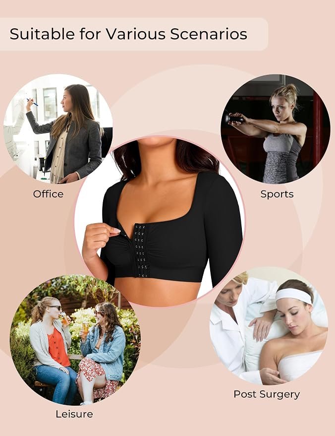 Arm Compression Sleeves for Women Post Surgery Front Closure Bra Slimming Arm Lipo Shapewear Top