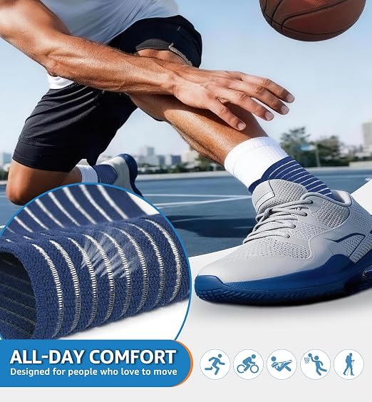 Ankle Brace 2 Pack, Adjustable Compression Support Wrap for Men & Women – Ideal for Sprains, Plantar Fasciitis, Tendonitis, Arthritis – Breathable, Fits in Shoes for Running Sports Gym (Navy Blue)