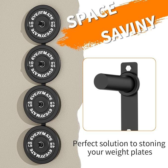 EVERYMATE Weight Plate Storage Rack, Olympic Weight Plate Holder, Bumper Plate Storage, Home Gym Organizer