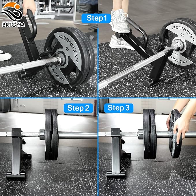 Deadlift Jack Barbell Stand,Carbon Steel Made,Easily Load and Unload 600lb Barbell Plates for Deadlift Exercise, Weight Training, Home Gym (Black Powder Coated)