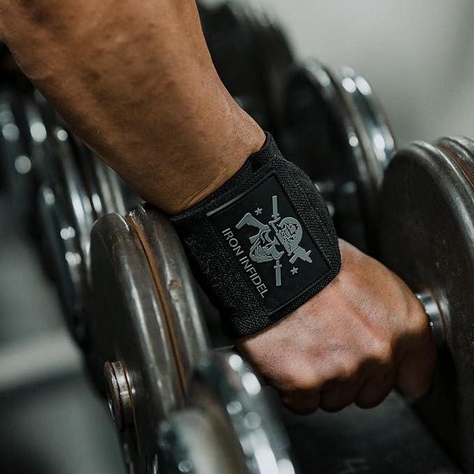 Iron Infidel Wrist Wraps for Weightlifting - 18" Heavy Duty Support for Working Out, Gym Accessories for Men - Use for Lifting, Crossfit, Fitness, Exercise, Bench Press, Powerlifting