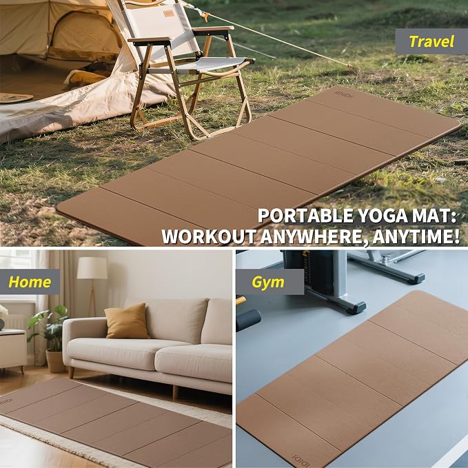 Foldable Yoga Mat Extra Large 74"×31.5" | Double-Sided Non-Slip,Extra Wide Foldable Design,8mm Extra Thick,Exercise Mat for Home, Studio and Travel Use