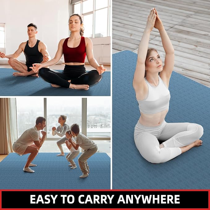 Extra Large Yoga Mat โ 72"x48" or 78"x57", 1/4"โ1/2" Thick Mat for Women & Men, TPE Non-Slip Pilates Mat for Home Gym, Yoga, Stretching, Meditation