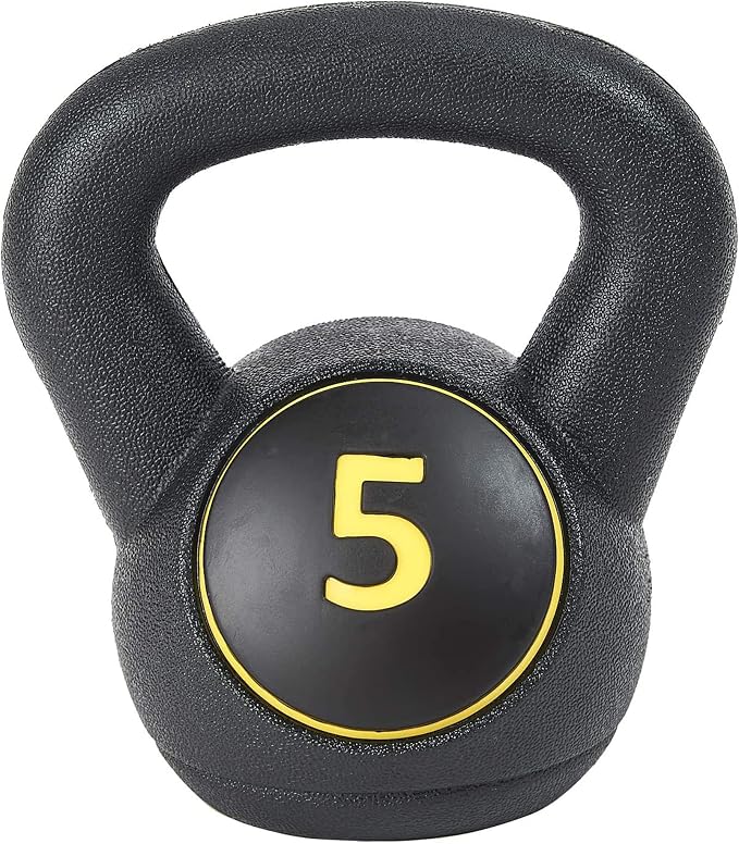 BalanceFrom Vinyl Kettlebell Set, 30/45/50/75 Pound Options – Cement-Filled Strength Training Weights with Ergonomic Grip and Color Coding for Full Body Fitness at Home or Gym