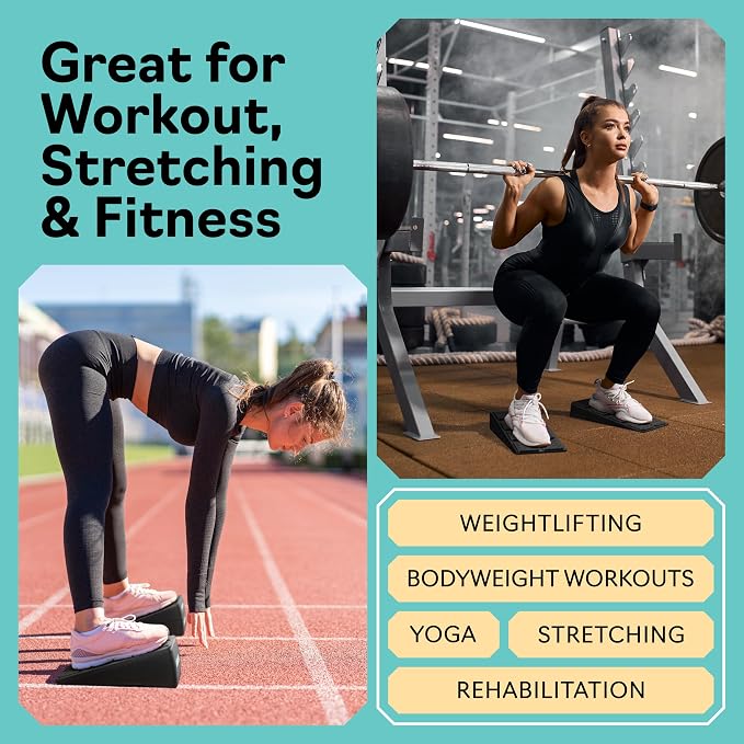 Squat Wedge Block Set of 3/5 - 960 LBS Capacity - Slant Board for Calf Stretching with 5 Stackable Angles - Calf Stretcher Slant Board - Workout Equipment - EPP Material for Exercise Equipment & Physical Therapy