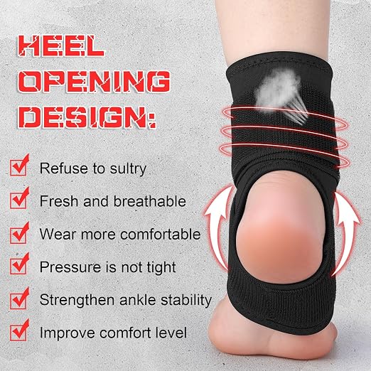 Honoson 2 Pcs Ankle Brace Kid Ankle Support Youth Neoprene Lace up Compression Sleeve Foot Brace Stabilizer with Adjustable Strap for Sport Sprained Plantar Fasciitis Achilles Tendonitis(Black,L)