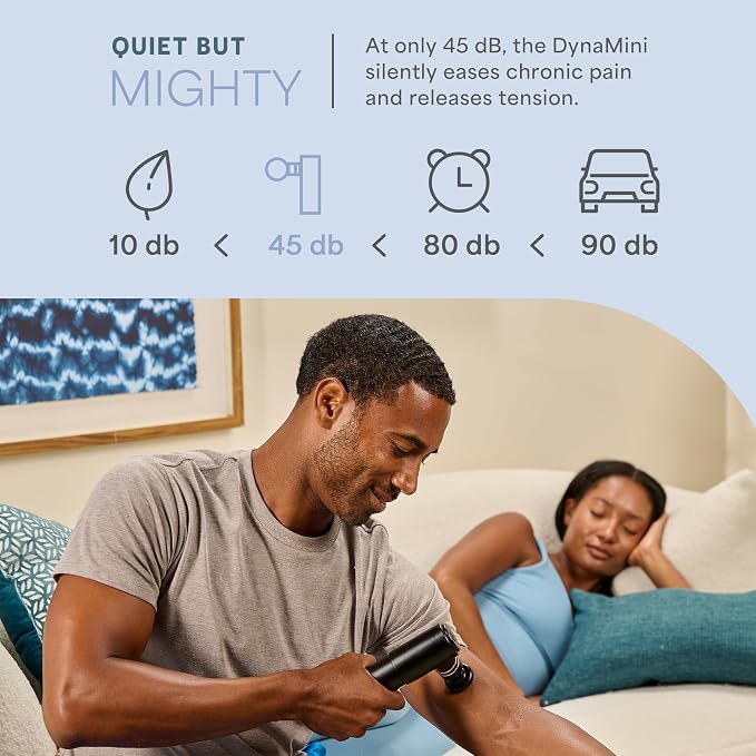 LifePro Dyna Mini Percussion Travel Massage Gun with 4 Speeds, USB-C & Case | 0.9 lbs, 5.6" Compact Frame (900–2,800 RPM) 15–45 Hz, 6mm Amplitude 45W, 40–45 dB Quiet, 4 Head Types, 5-Hr Battery Massager