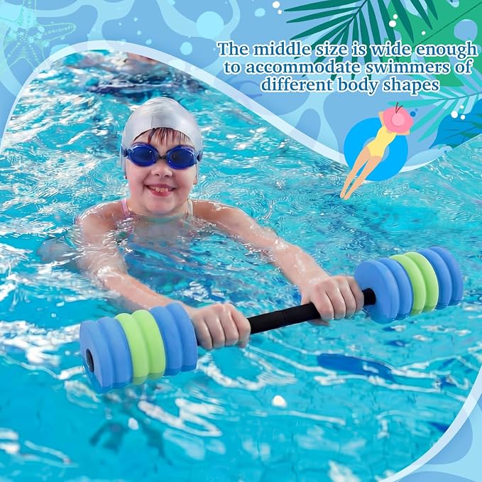 Soulchen Long Aquatic Exercise Dumbbells Pool Exercise Foam Water Weights Dumbbell Aquatic Pool Barbells with High Density EVA Foam for Swim Water Aerobics Workouts Loss