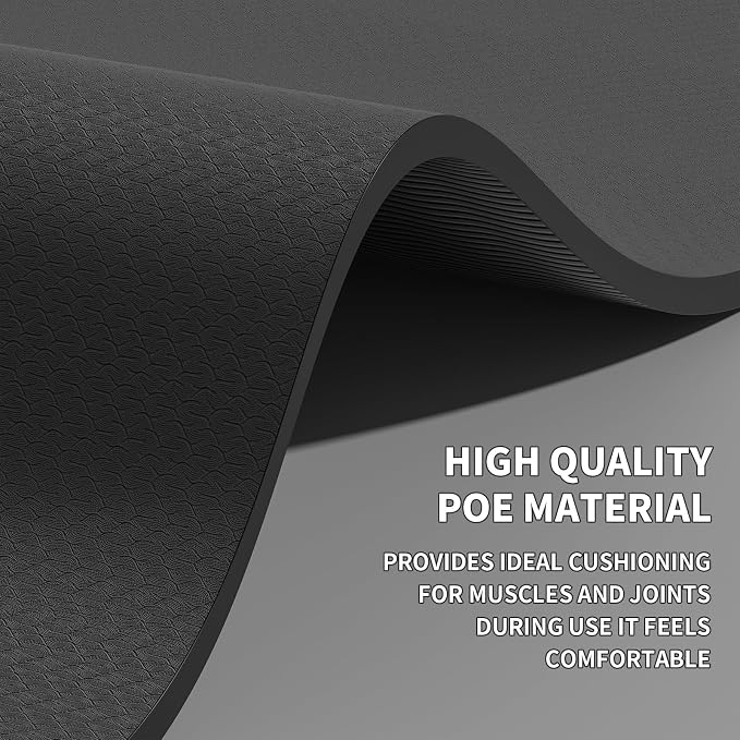 8mm & 10mm Thick Large Yoga Mat (6'x 4') - Extra Long and Wide Workout Mat for Men and Women, Non-Slip POE Fitness Mat, Eco-Friendly Exercise Mat for Home Workouts, Ideal for Yoga and Pilates
