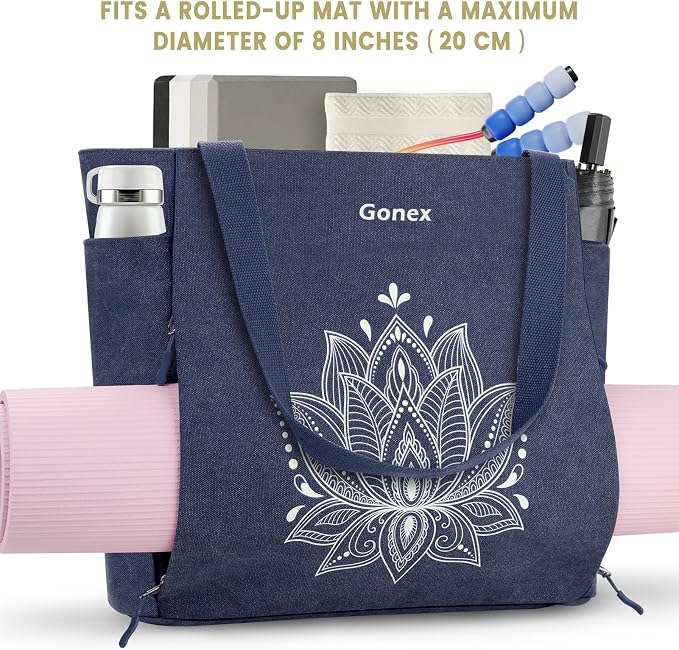 Gonex Yoga Mat Bag with Zipper Mat Carrier Canvas Gym Tote | Durable Canvas, Zipper Closures Prevent Slipping, Quick Access, Bottle Holder, Fits Yoga Blocks, Gym & Travel Use