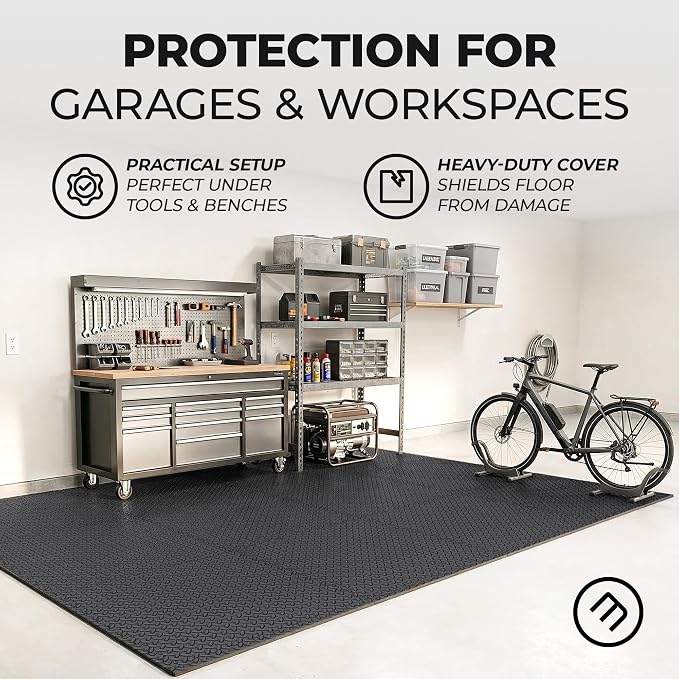 bemaxx Gym Mats Set - 24 pcs EVA Interlocking Foam Floor Tiles (24.4"x24.4"x0.4") 96 sqft Protective Gym Flooring Sports Home Workout Exercise Mats Puzzle Garage Fitness Play-Room Pool Treadmill Bike
