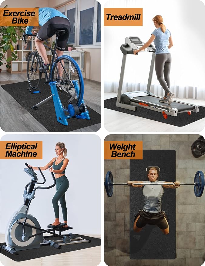 Treadmill Mat 78"x36", WERCHO Walking Pad Mat for Carpet Hardwood Floors 6mm Heavy-Duty Exercise Equipment Mat for Treadmil Pad, Rowing Machine, Spin Bike, Elliptical Trainer, Home, Gym