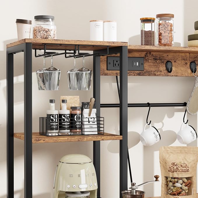 Garvee Microwave Stand & Fridge Stand, Baker's Rack with Power Outlet