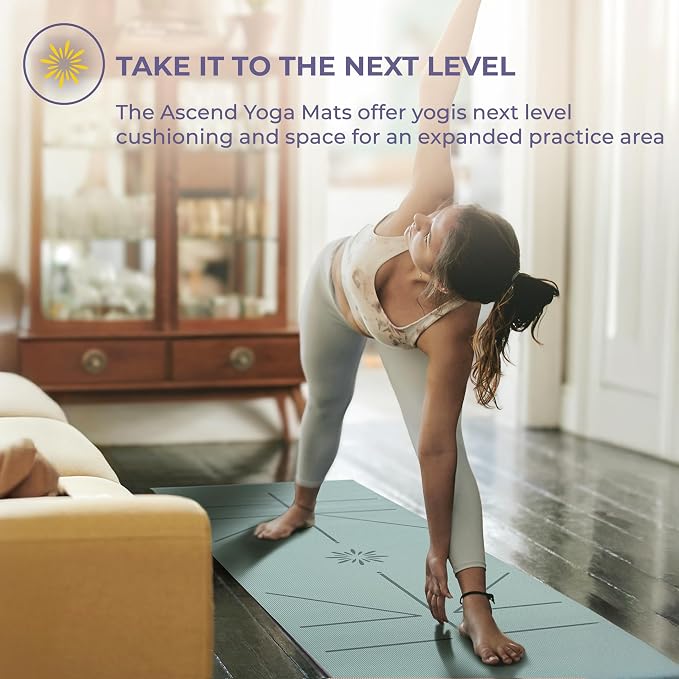 Ascend 6mm Thick Yoga Mat, 72x24in | Premium Non Slip Exercise Mat for Pilates, Workout, Stretching, Fitness, Training - Gym Mat for Home and Studio