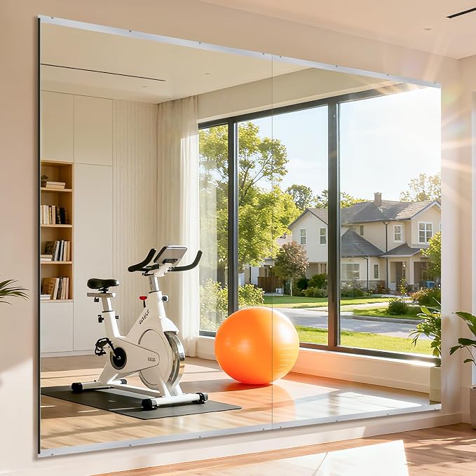 72''x46'‘ Exercise Mirror for Home Gym Full Length, Garage Gym Wall Mirror, Large Workout Mirrors Frameless Tempered Glass for Gym, Yoga, Bedroom, Dance Studio, Living Room