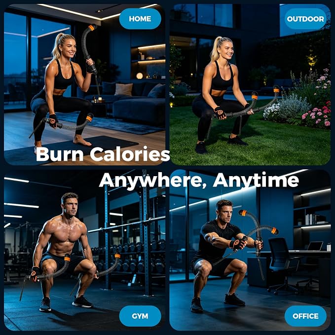 Weighted Ropeless Battle Ropes, Adjustable Weights Portable Cordless Battle Ropes for Home Gym with Gloves, Cardio Exercise Fitness Equipment for Low-Impact Workout, Strength & HIIT, for Men & Women