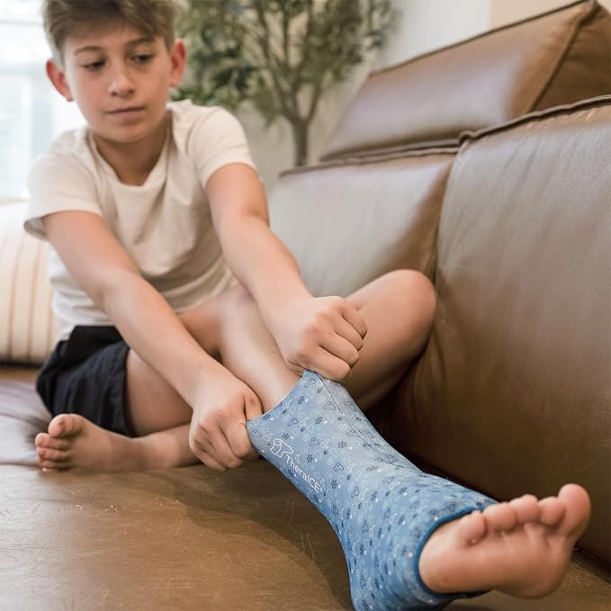 TheraICE Junior Ankle Ice Pack Wrap for Swelling, Sprained Ankle Support | Foot & Heel Ice Wrap for Achilles Tendonitis, Plantar Fasciitis, Comfortable Junior Fit