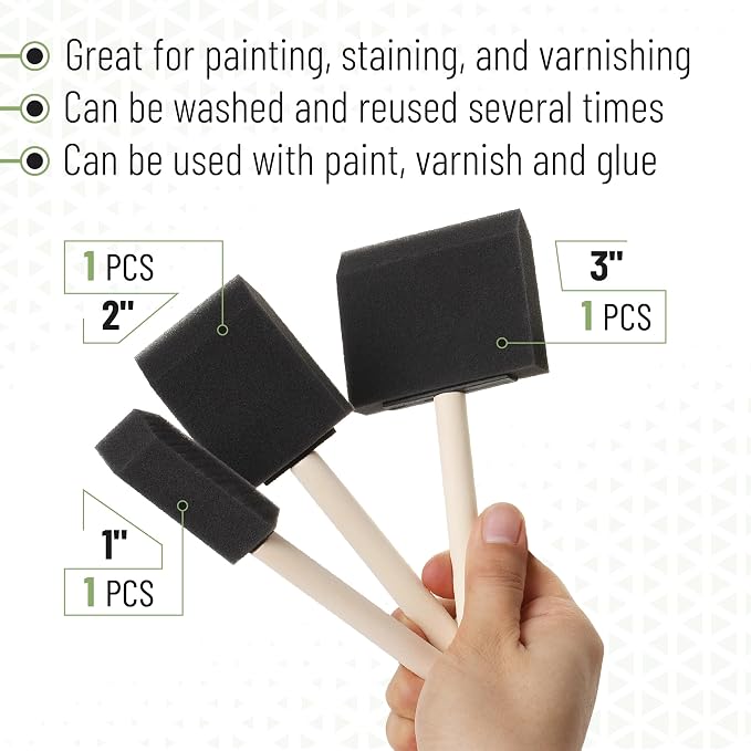 Bates- 4 Inch Paint Roller Set, 18 pcs, 1x Plastic Paint Tray, 3X Disposable Tray Liners, 1x Roller Frame, 5X Foam Covers, 5X Microfiber Covers, 3X Foam Brushes (1", 2", 3")