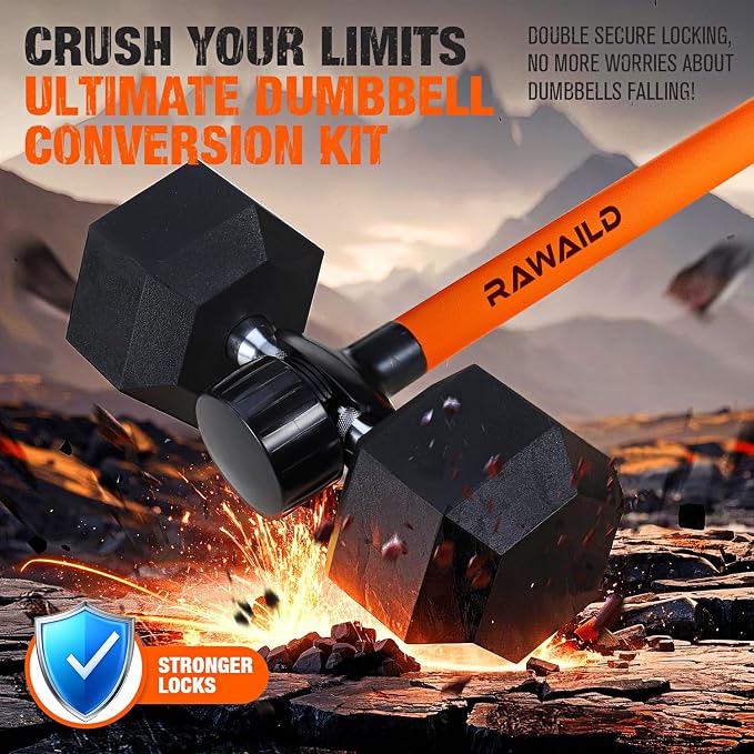 Dumbbell Converter, Convert Dumbbells to Barbell Set, Weight Bar for Bench Presses, Squats, Hip Thrust, Deadlifts, Home Weightlifting and Strength Training, Versatile Home Gym Equipment