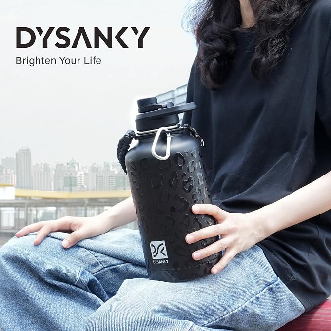 DYSANKY Insulated Water Bottle with Portable Carrier Bag for Outdoor 64 oz