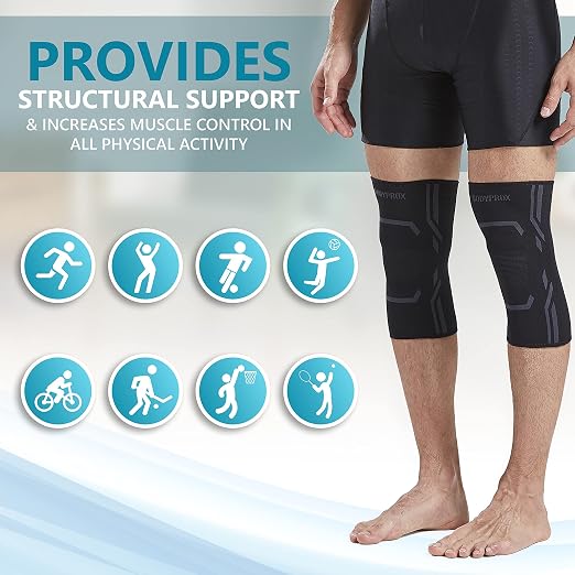Bodyprox Knee Compression Sleeve for Men and Women (2 Pack), Knee Support Brace for Running and Work out (Large)