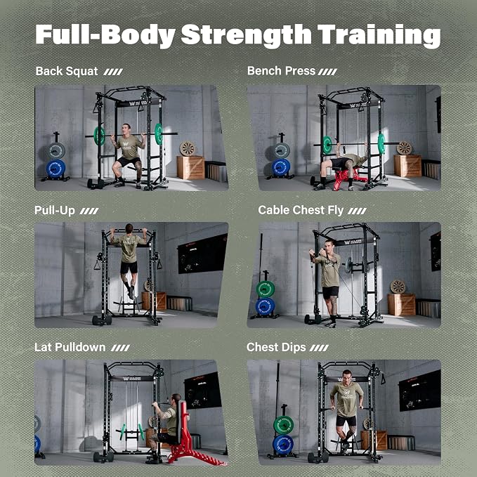 MAJOR FITNESS Drone1 Power Cage, All-in-One Home Gym with Cable Crossover, LAT Pulldown, Squat Rack & Landmine Attachment, Heavy-Duty Strength Training System for Home Gym